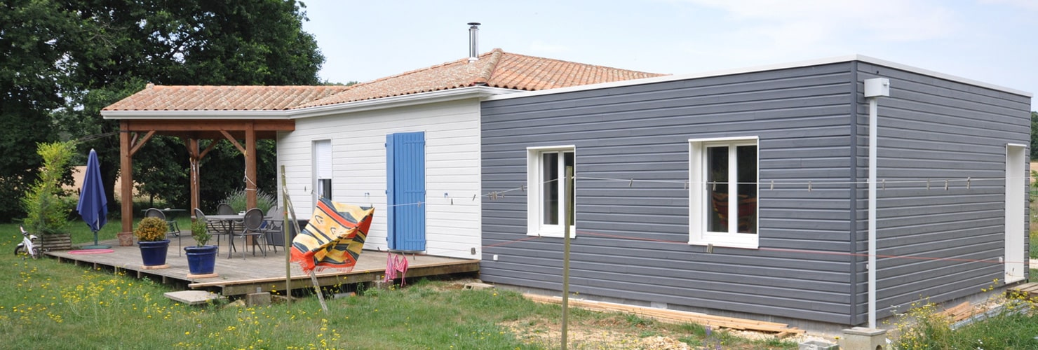 vivanbois construction ossature bois agrandissement de maison bardage bois peint silverwood Taillebourg 17350